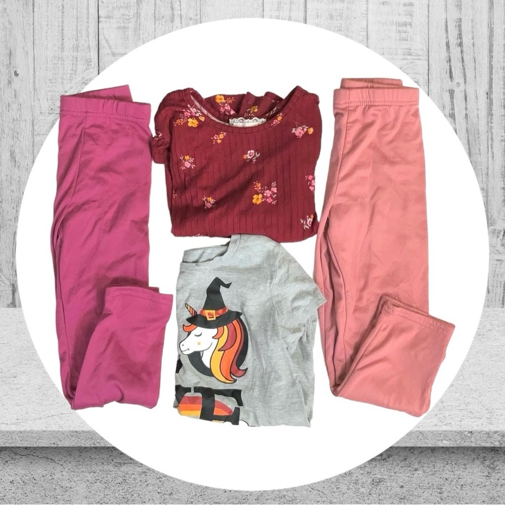 2 Mix & Match Outfits Shirts Leggings Children Girls Size 6X (One Shirt 7/8)